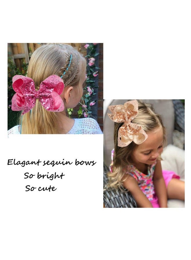 CellElection 15Pcs Bling 6 Inch Hair Bows Large Big Sparkly Glitter Sequin Bows Alligator Hair Clips for Baby Girls Toddlers Kids Children Teens - Image 5
