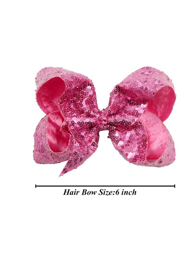 CellElection 15Pcs Bling 6 Inch Hair Bows Large Big Sparkly Glitter Sequin Bows Alligator Hair Clips for Baby Girls Toddlers Kids Children Teens - Image 2