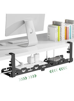 Necomi Extendable Under Desk Cable Management Tray，No Drill Steel Desk Cord Organizer With Clamp Mount，Retractable Wire Management Rack With Cable Clips And Ties Computer For Home Office  - Image 1