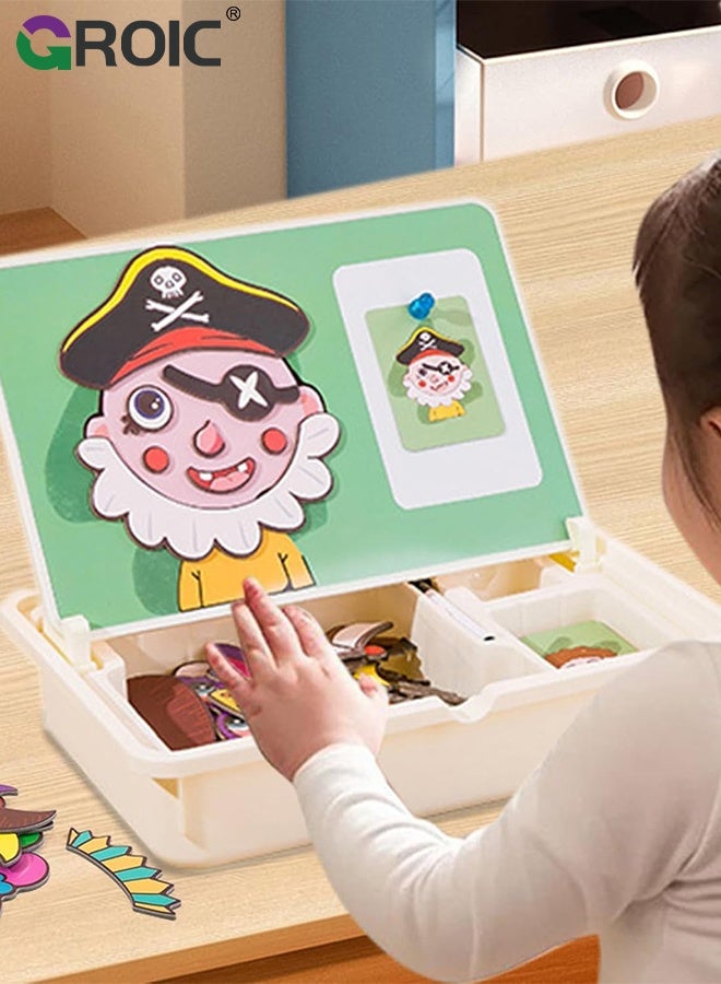 جرويك ألغاز مغناطيسية، لعبة تلبيس الوجه، لعبة سفر، لعبة تعليمية مزدوجة الجوانب لمرحلة ما قبل المدرسة، أنشطة تعليمية للأطفال الصغار في مرحلة ما قبل المدرسة، كتاب تعليمي مغناطيسي، لعبة تلبيس على الطاولة - Image 5