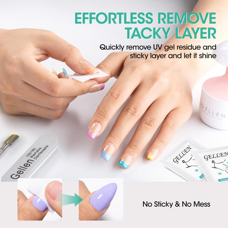 GELLEN Nail Cleanser Pads, 200 Pack Alcohol Prep Pads Nail Cleanser Wipes Remove Tacky Residue, Lint-free Glossy Wipes for Acrylic/Builder/Gel Polish Travel Individually Wrapped for Perfect Manicure - Image 4