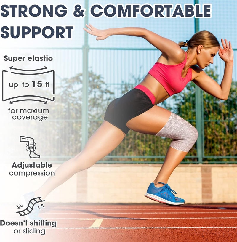 LEIFIDE 48 Pcs Elastic Bandage Wrap 2 Inch 3 Inch 4 Inch Compression Wrap with Self Closure Washable Elastic Bandage Reusable Stretched Rolls for Sport Sprains Injury Recovery - Image 5