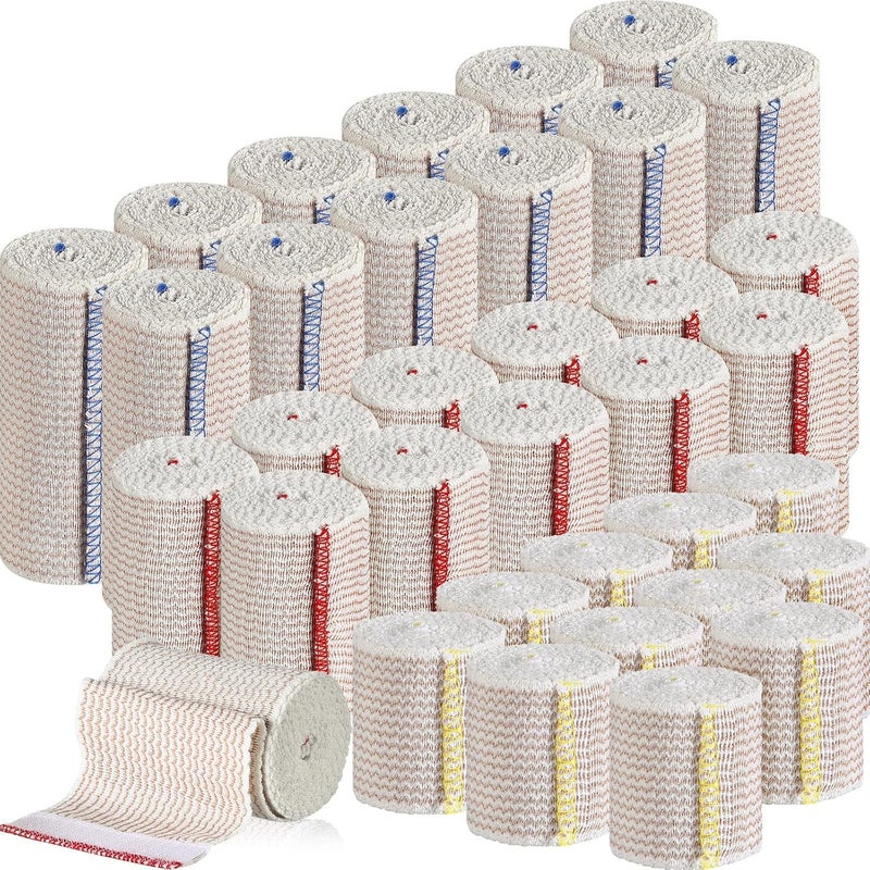 LEIFIDE 48 Pcs Elastic Bandage Wrap 2 Inch 3 Inch 4 Inch Compression Wrap with Self Closure Washable Elastic Bandage Reusable Stretched Rolls for Sport Sprains Injury Recovery - Image 1