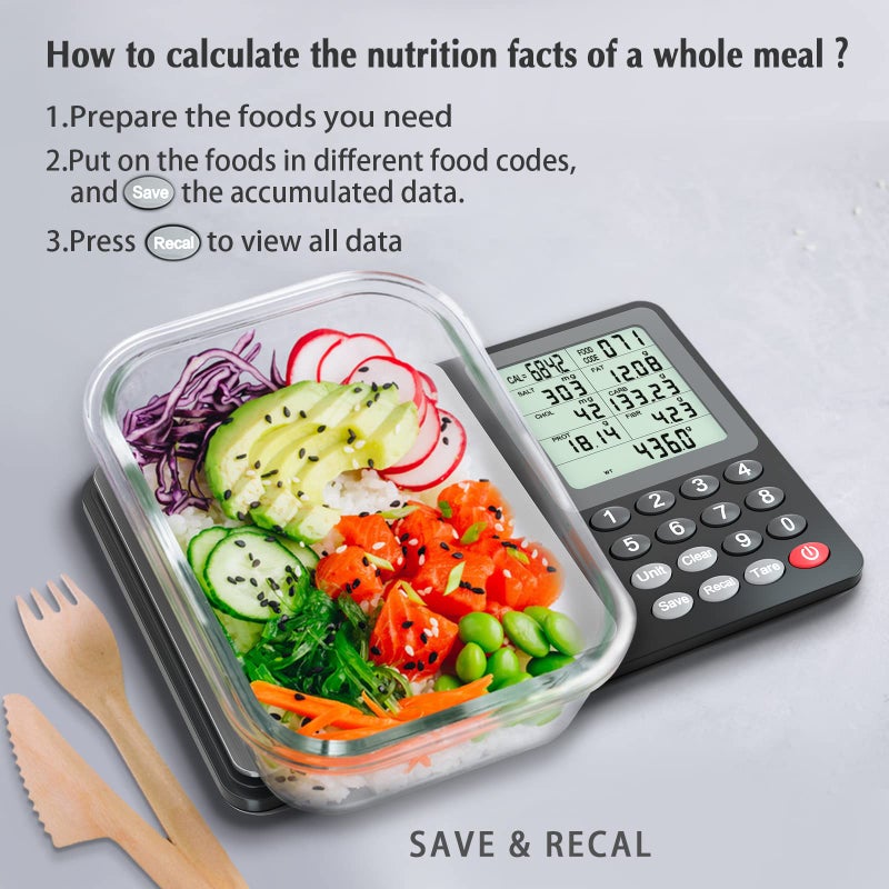 Fuzion Nutrition Food Scale, Digital Food Scale for Weight Loss, Calculating Food Facts, Macro, Calorie, Meal Prep, Portion Control, Stainless Steel - Image 3
