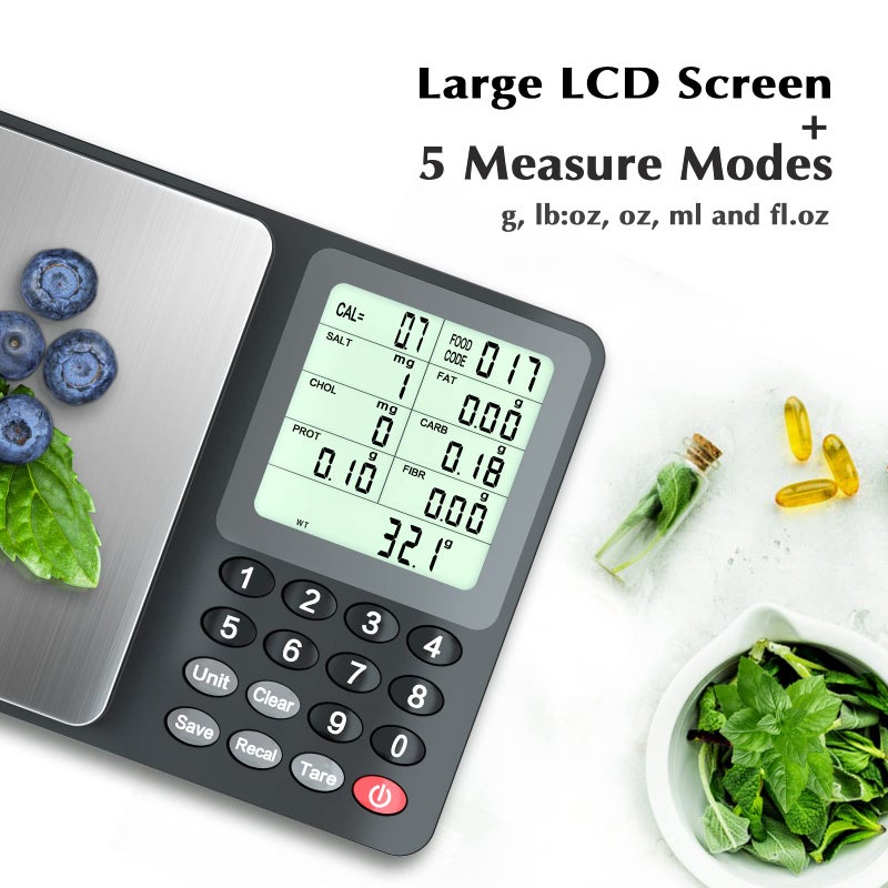 Fuzion Nutrition Food Scale, Digital Food Scale for Weight Loss, Calculating Food Facts, Macro, Calorie, Meal Prep, Portion Control, Stainless Steel - Image 5