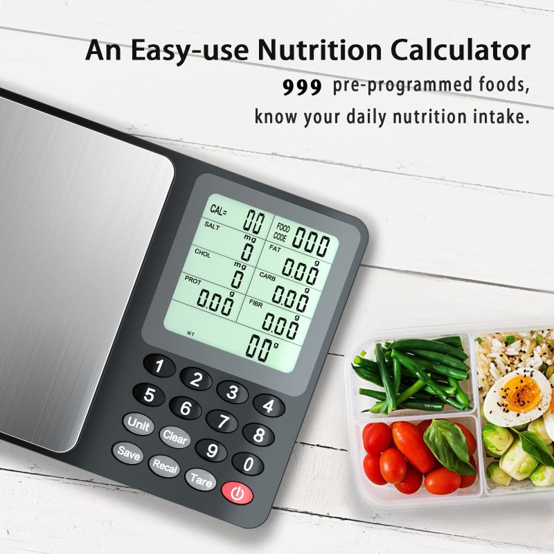 Fuzion Nutrition Food Scale, Digital Food Scale for Weight Loss, Calculating Food Facts, Macro, Calorie, Meal Prep, Portion Control, Stainless Steel - Image 2
