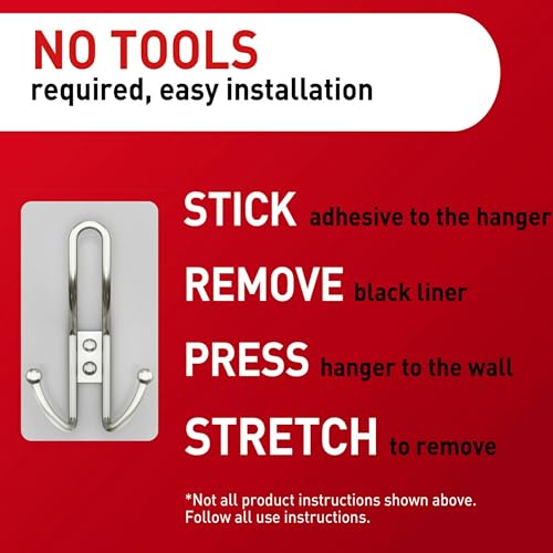 Command X-Large Satin Nickel Triple Hook, 1 Hook, 3 Strips, Damage-Free Hanging Wall Hooks with Adhesive Strips, No Tools Wall Hooks for Hanging Decorations in Living Spaces - Image 4