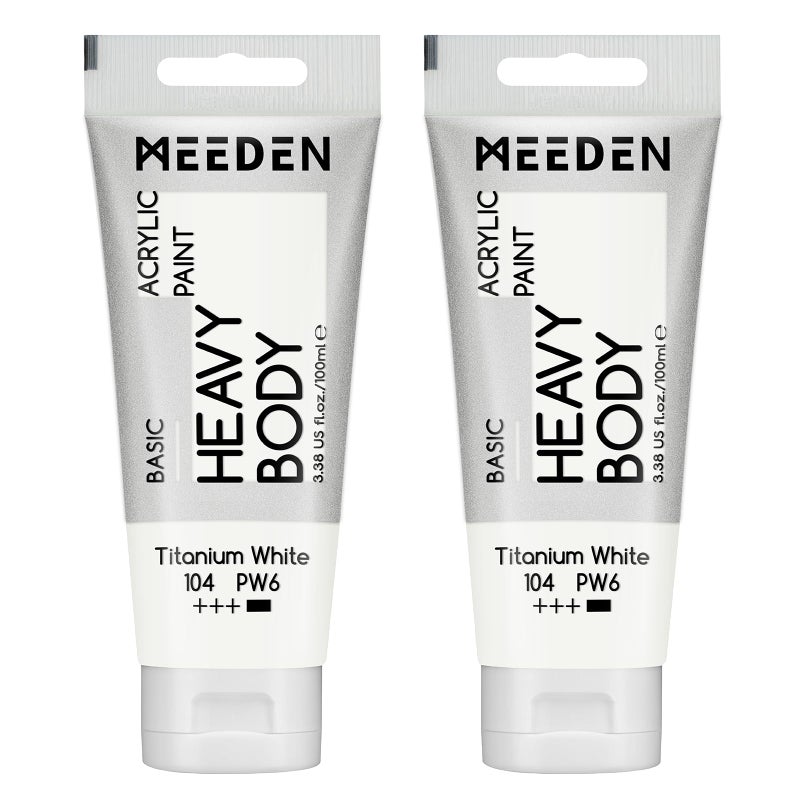 MEEDEN Titanium White Acrylic Paint Pack of 2 Heavy Body Acrylic Paints 100ml338oz x 2 Tubes