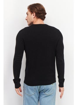 Celio Men Crew Neck Graphic Print Long Sleeves Sweatshirt, Black  - Image 2