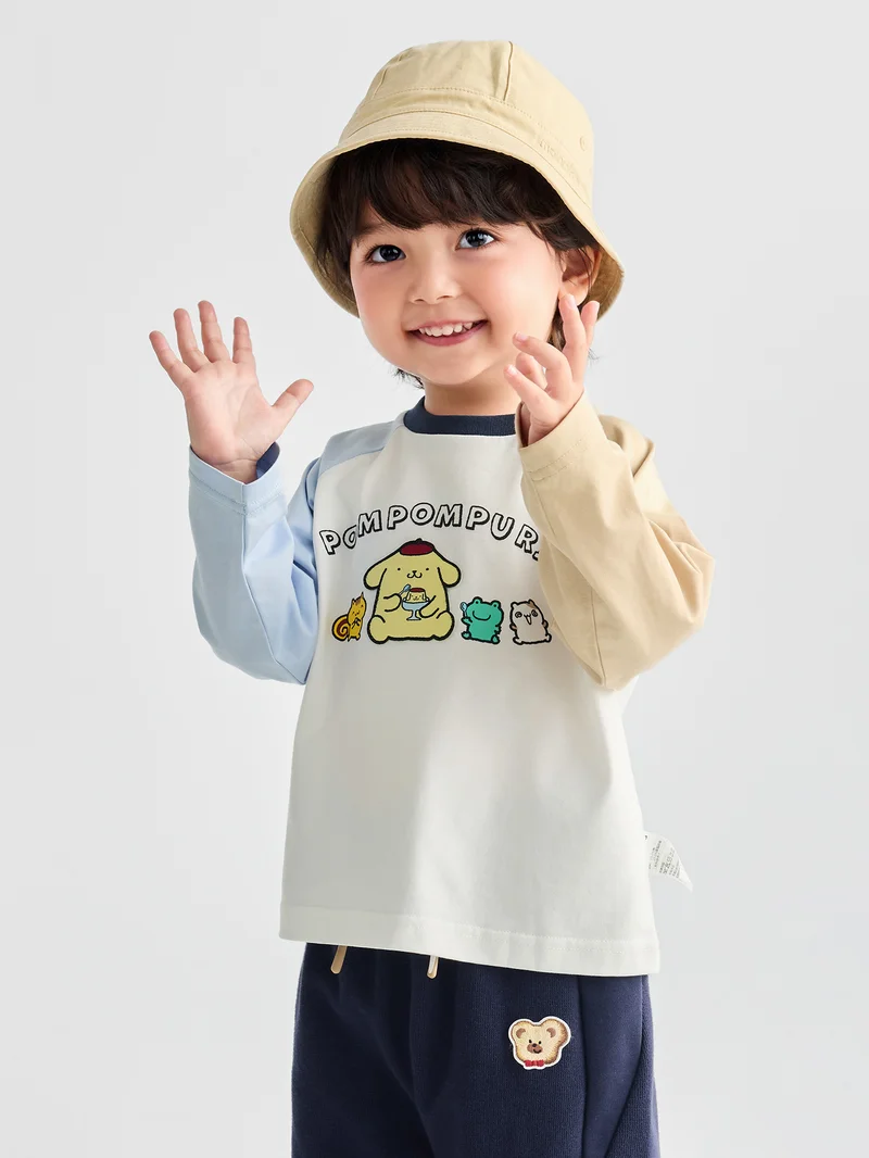Balabala Boy Toddler Round v-neck long-sleeved T-shirt