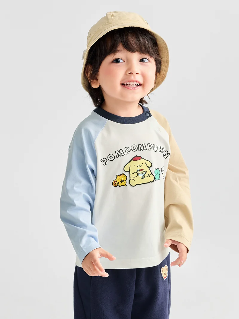 Balabala Boy Toddler Round v-neck long-sleeved T-shirt