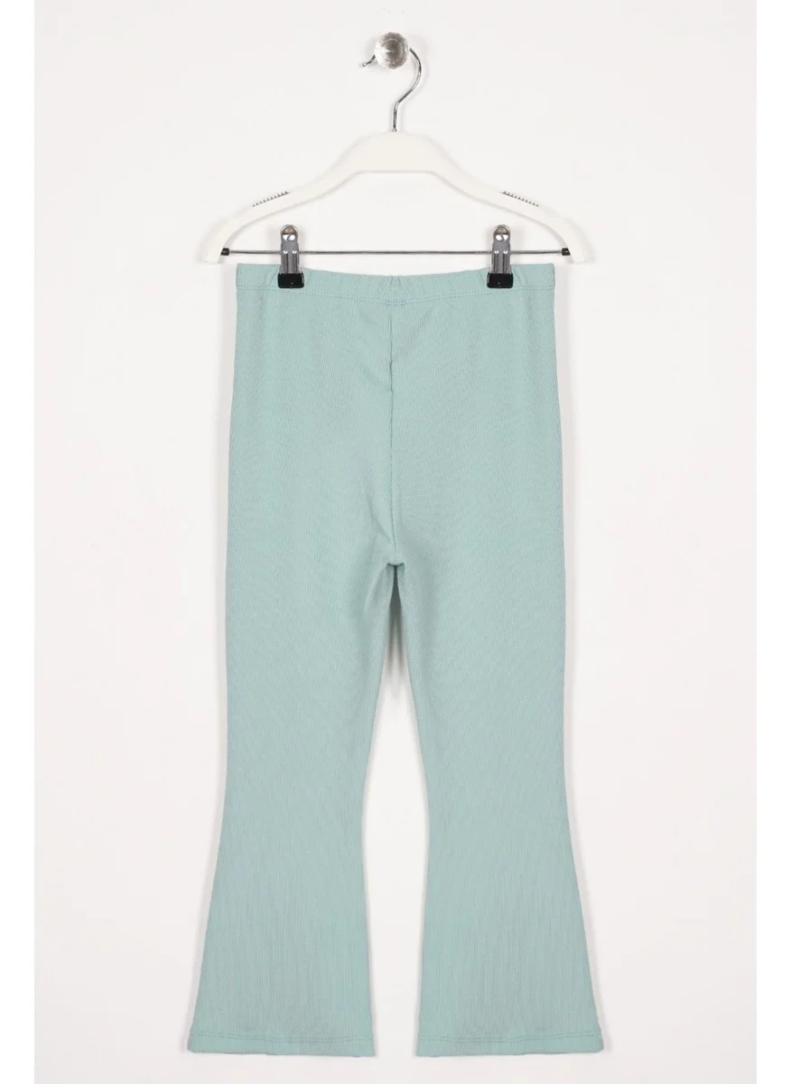 وي وي On Cagla Green Color Girls Tights with Slit Detail on Legs