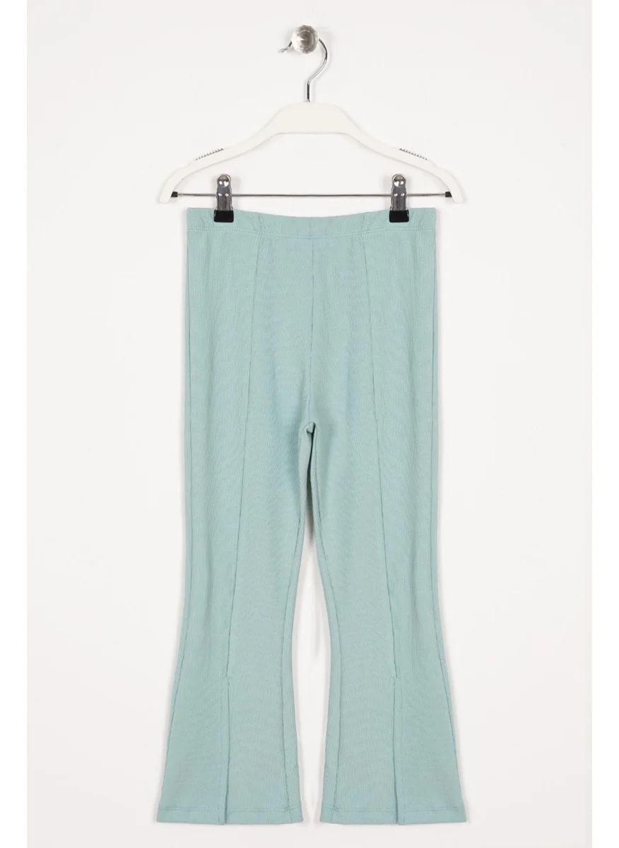 وي وي On Cagla Green Color Girls Tights with Slit Detail on Legs