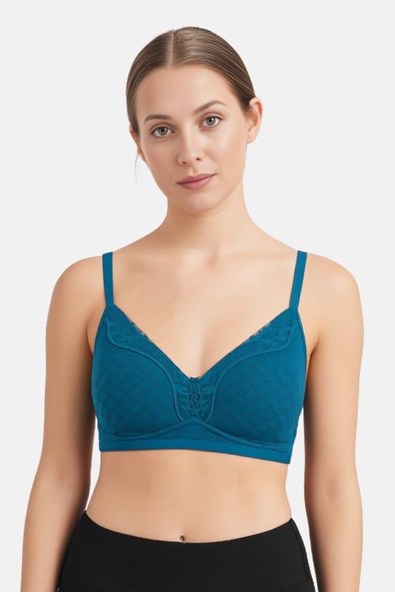 TRIUMPH Women Textured Lightly Padded Underwired Bra, Teal Green - Image 1