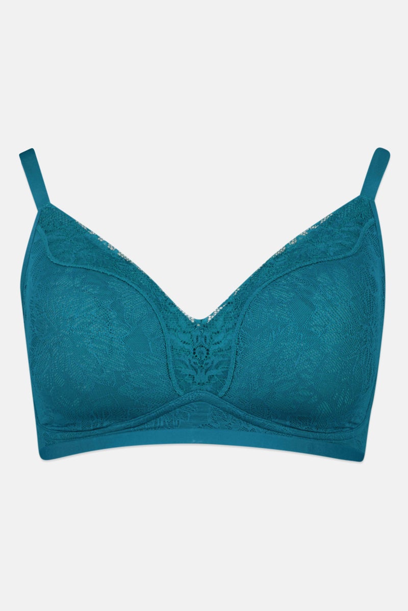 TRIUMPH Women Textured Lightly Padded Underwired Bra, Teal Green - Image 2
