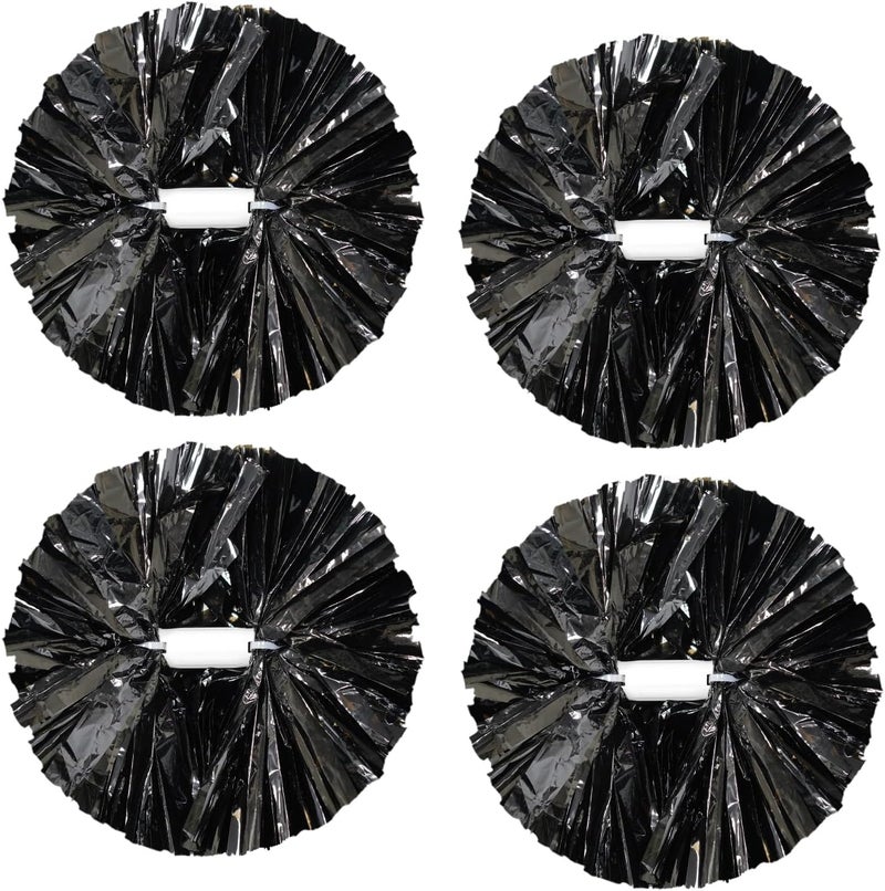 CREATIEE-PRO 4Pcs Metallic Cheerleading Pom Poms, Creatiee 2 Pair Cheerleader Cheering Squad Pompoms for School Sports Dance Games Team Spirit Cheer - Image 1