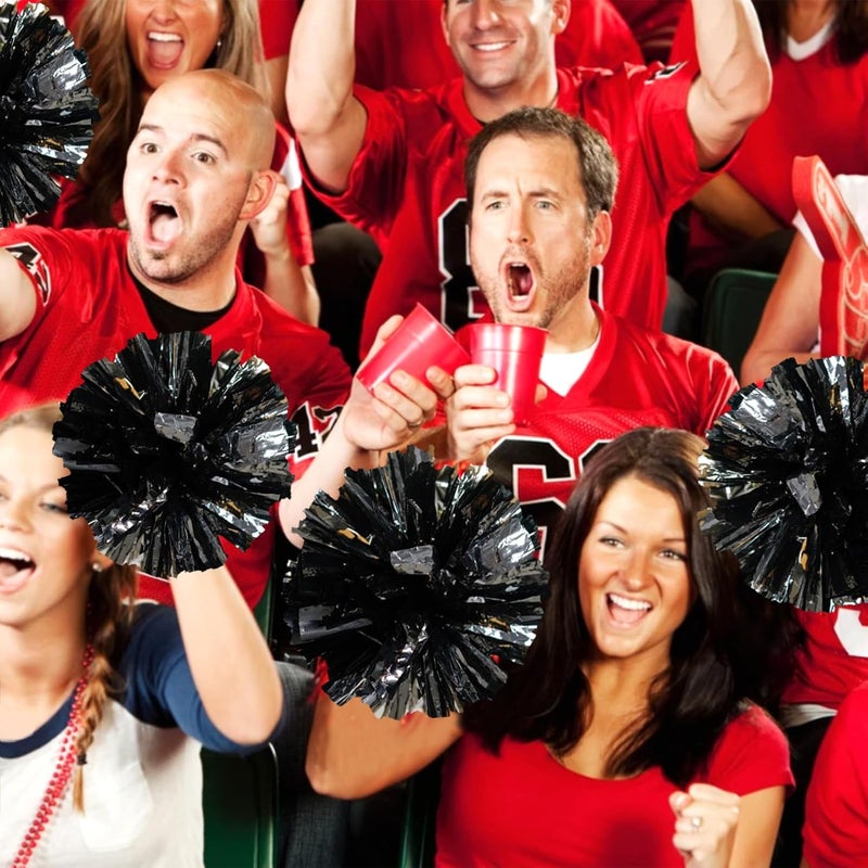 CREATIEE-PRO 4Pcs Metallic Cheerleading Pom Poms, Creatiee 2 Pair Cheerleader Cheering Squad Pompoms for School Sports Dance Games Team Spirit Cheer - Image 4