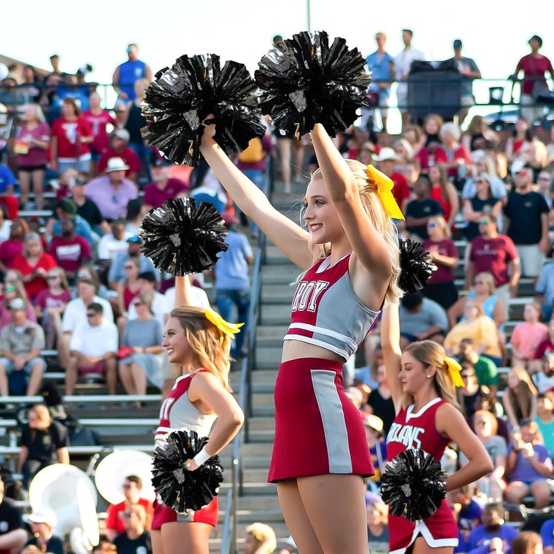 CREATIEE-PRO 4Pcs Metallic Cheerleading Pom Poms, Creatiee 2 Pair Cheerleader Cheering Squad Pompoms for School Sports Dance Games Team Spirit Cheer - Image 5