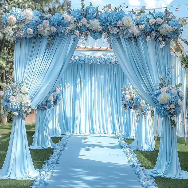 PARTISKY 16x10FT Baby Blue Backdrop Curtains for Wedding Parties, Wrinkle Free Polyester Photography Backdrop Drapes for Wedding Baby Shower Birthday Parties Stage Background Stand Decorations 4x10ft,4 Panels - Image 5
