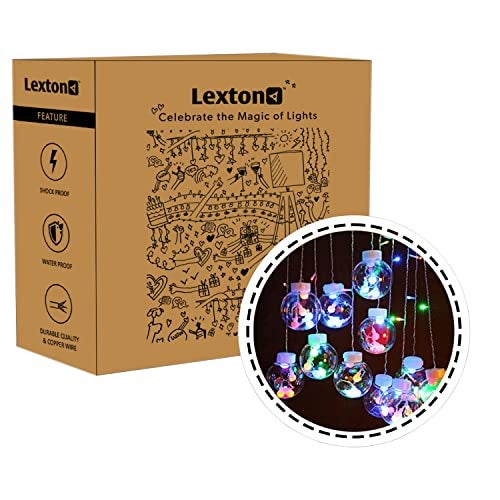 Lexton Ball Curtain Light | 12 Balls | 6 Big Balls 6 Small Balls | 8 Flashing Modes | Multicolor | for Indoor & Outdoor Decorations - Image 1