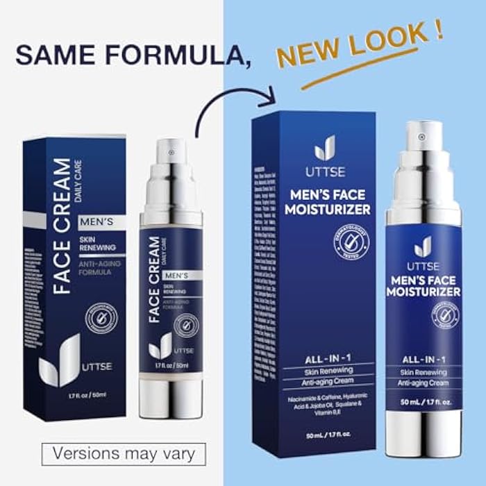 Uttse 6-in-1 Face Cream for Men: Anti Aging & Wrinkle Cream for Men with Collagen, Hyaluronic Acid, Vitamins E & B, Shea Butter - Dark Spots Remover & Eye Bags Treatment - 1.7 oz. - Image 2