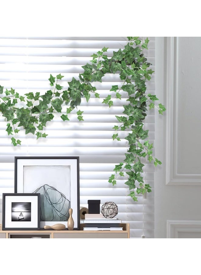 سيوسي Artificial Ivy Garland, Lifelike Fake Hanging Vine with Green Leaves, UV Resistant & Odorless Silk Plant for Wall Fence, Wedding Arch Decor, 6.5FT Faux Ivy Plants (2 PCS) - Image 3