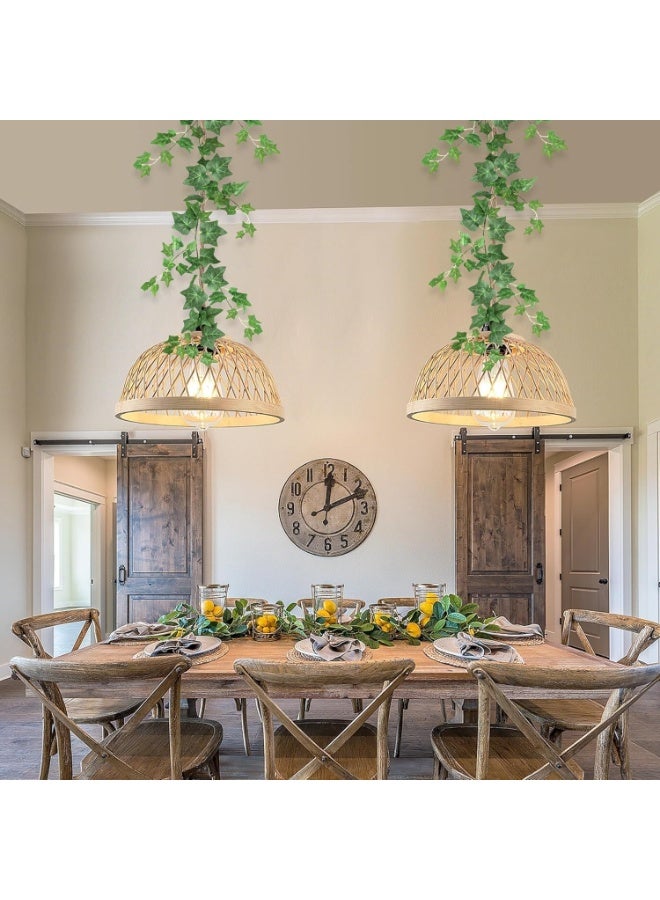 سيوسي Artificial Ivy Garland, Lifelike Fake Hanging Vine with Green Leaves, UV Resistant & Odorless Silk Plant for Wall Fence, Wedding Arch Decor, 6.5FT Faux Ivy Plants (2 PCS) - Image 2