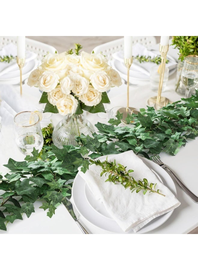 سيوسي Artificial Ivy Garland, Lifelike Fake Hanging Vine with Green Leaves, UV Resistant & Odorless Silk Plant for Wall Fence, Wedding Arch Decor, 6.5FT Faux Ivy Plants (2 PCS) - Image 4