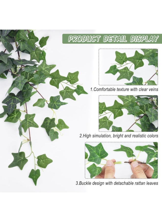 سيوسي Artificial Ivy Garland, Lifelike Fake Hanging Vine with Green Leaves, UV Resistant & Odorless Silk Plant for Wall Fence, Wedding Arch Decor, 6.5FT Faux Ivy Plants (2 PCS) - Image 5