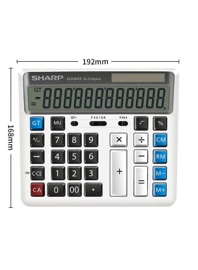 شارب Sharp El-2135 Plus حاسبة مكتبية، شاشة كبيرة، طاقة مزدوجة شمسية وبطارية، لوازم مكتبية، 2135 نسخة مطورة طاقة مزدوجة - Image 1