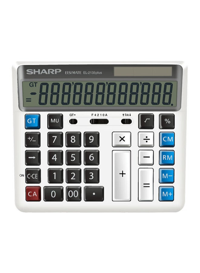 شارب Sharp El-2135 Plus حاسبة مكتبية، شاشة كبيرة، طاقة مزدوجة شمسية وبطارية، لوازم مكتبية، 2135 نسخة مطورة طاقة مزدوجة - Image 3