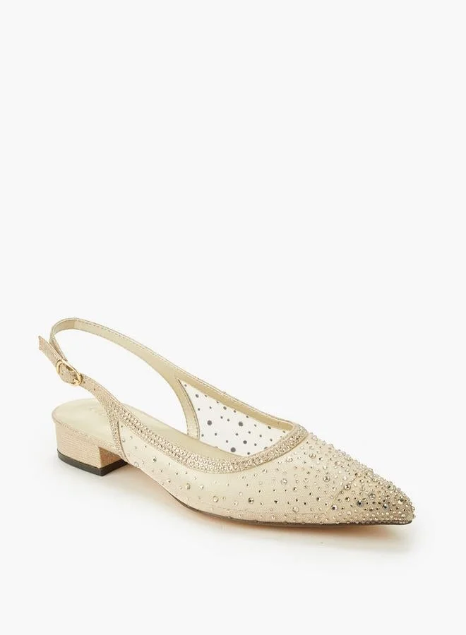 Celeste GOLD Women Embellished Buckle Closure Pointed Toe Shoes for Women | Best Price UAE
