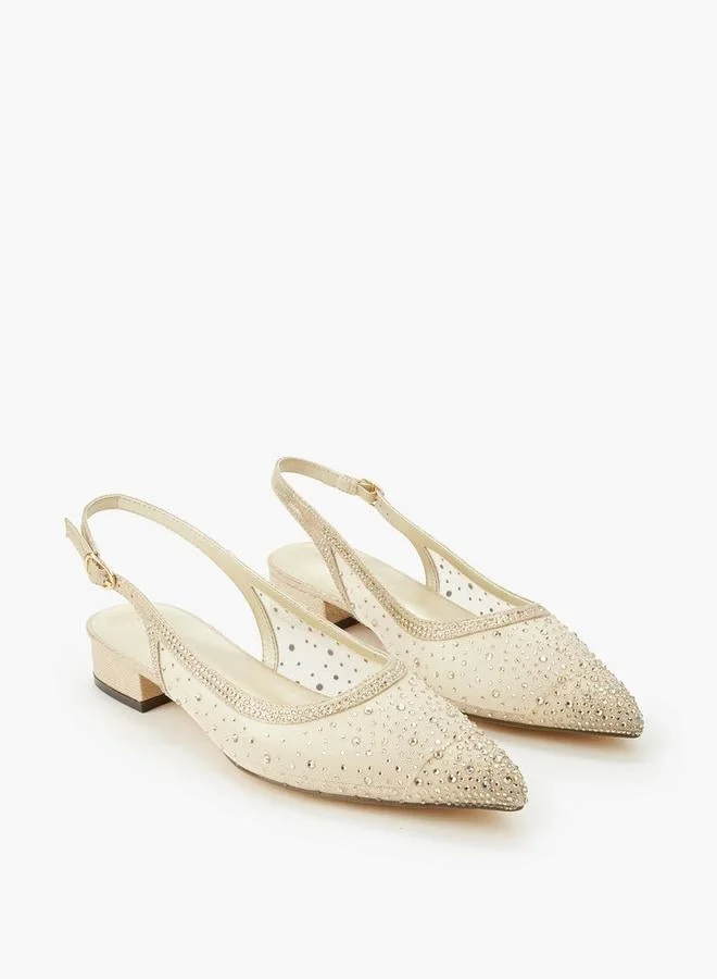 Celeste GOLD Women Embellished Buckle Closure Pointed Toe Shoes for Women | Best Price UAE