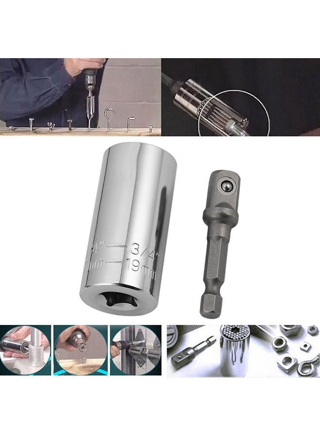 نيبمينينت طقم محول مثقاب كهربائي لمفتاح الربط يناسب جميع الأجهزة مكون من قطعتين فضي 50x40x30مم - Image 4