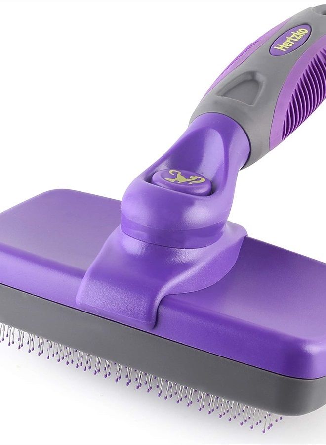 Hertzko Self Cleaning Slicker Brush with Plastic Tips for Sensitive Dogs and Cats - Image 1