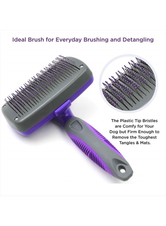 Hertzko Self Cleaning Slicker Brush with Plastic Tips for Sensitive Dogs and Cats - Image 2