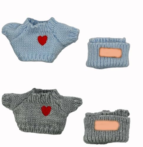 SHUOXUKE 2 Sets for Clothes 17cm15cm Outfits 4 Pieces Accessories Handcrafted Crochet Doll Clothes for Fashion Designer Ropa Collection with Hats Sweater BlueGrey - Image 5