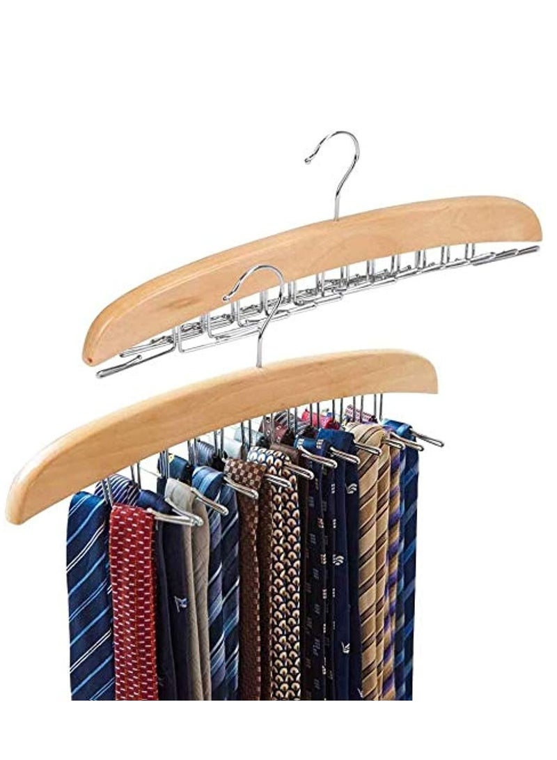 SYOSI 2Pcs Pack Tie Belt Hangers Adjustable 24 Clip Scarf Racks Holder Hook Hanger for Closet Organizer Storage Beige - Image 1