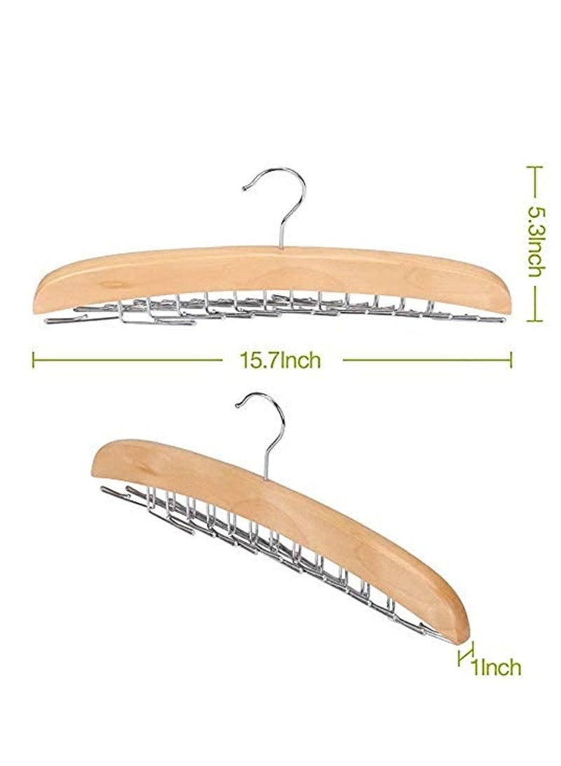 SYOSI 2Pcs Pack Tie Belt Hangers Adjustable 24 Clip Scarf Racks Holder Hook Hanger for Closet Organizer Storage Beige - Image 3