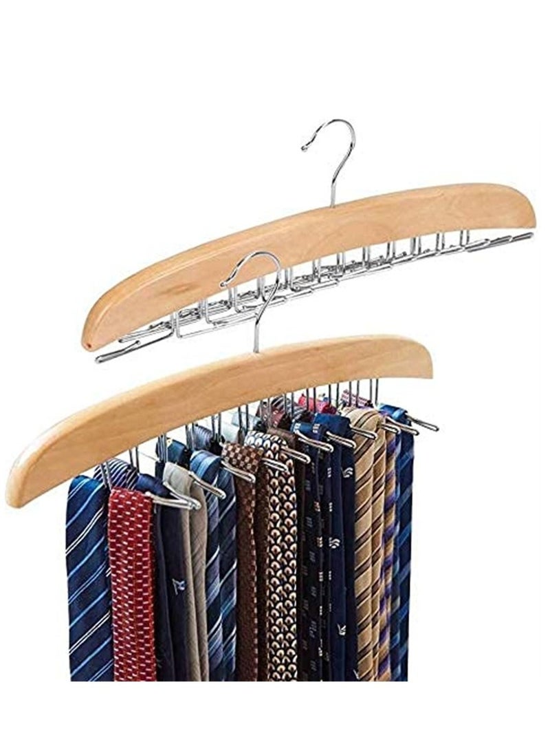 SYOSI 2Pcs Pack Tie Belt Hangers Adjustable 24 Clip Scarf Racks Holder Hook Hanger for Closet Organizer Storage Beige - Image 4