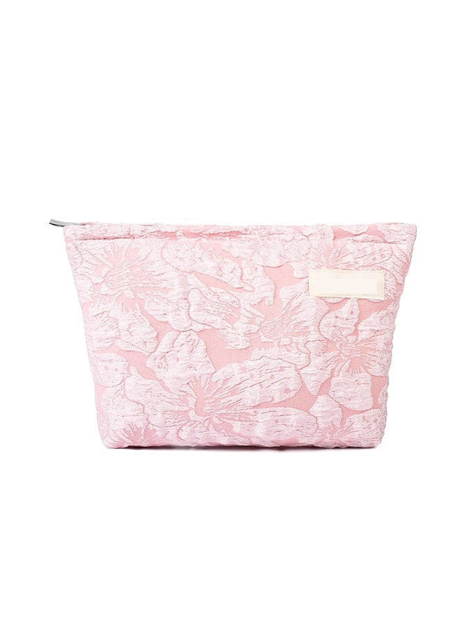 1 pack, pink zipper print cosmetic bag, travel storage bag, travel storage bag, women's toiletry bag for storing cosmetics, skin care products, bathroom products, nail polish storage and other beauty essentials. - Image 2