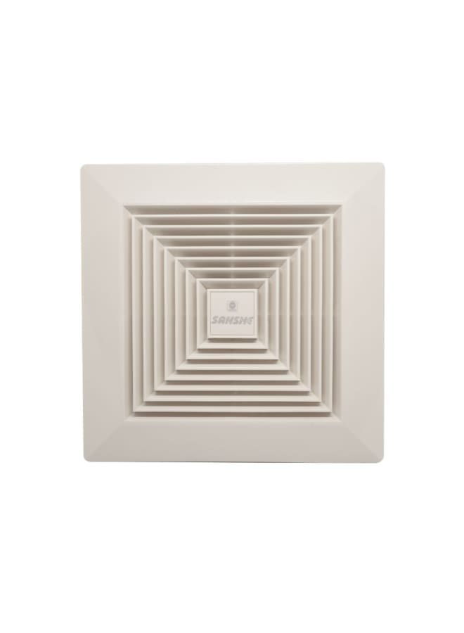 سانشي شرم شفاط سقفي تربو 20سم مربع ابيض 20*8*20 سم – ماتور نحاس بالكامل ضمان ثلاث سنوات سانشي شرم - Image 1