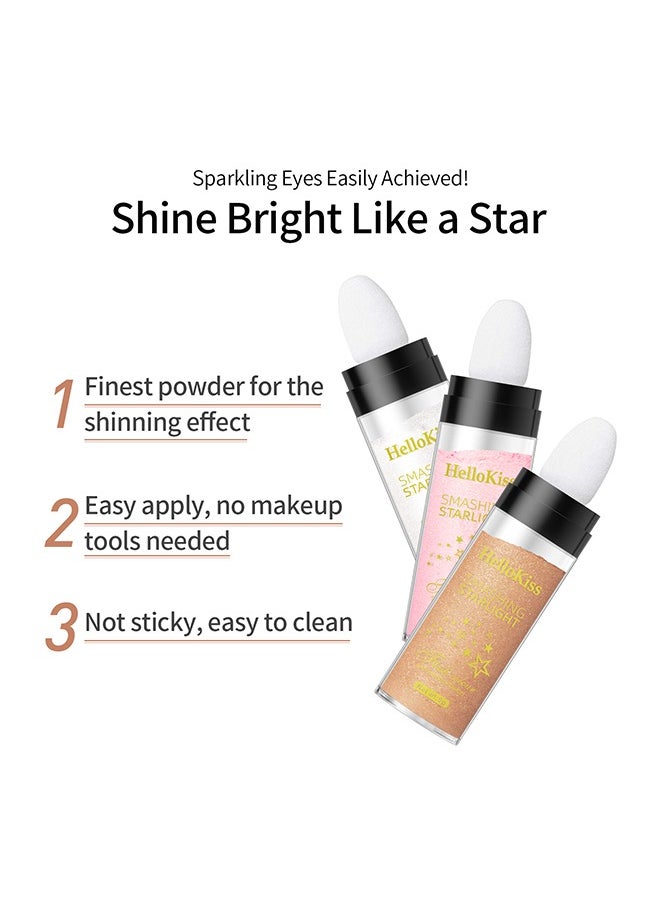 HelloKiss Smashing Starlight - Hightlighter Stick, Highlight Powder Glitter Fairy Stick Loose Powder Brush Stick Contouring Powder Shimming Powder for Eyes, Face, Body Makeup(#02)  - Image 3