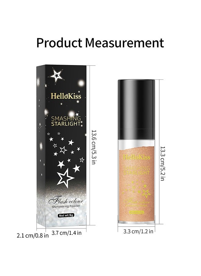 Smashing Starlight - Hightlighter Stick, Highlight Powder Glitter Fairy Stick Loose Powder Brush Stick Contouring Powder Shimming Powder for Eyes, Face, Body Makeup(#02)