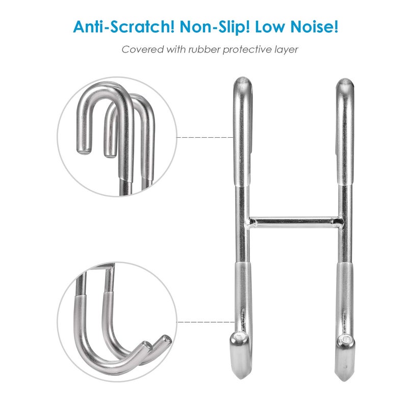 Simtive Shower Door Hooks (2-Pack), Towel Hooks for Bathroom Frameless Glass Shower Door, Shower Squeegee Hooks, Silver - Image 2