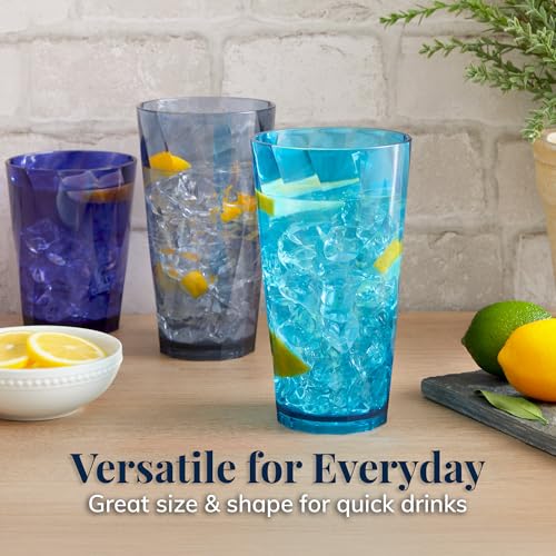 US Acrylic Optix Plastic Reusable Drinking Glasses (Set of 16) 14oz Rocks & 20oz Water Cups in Coastal Colors | BPA-Free Tumblers, Made in USA | Top-Rack Dishwasher Safe - Image 3