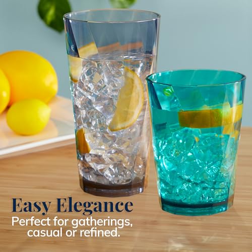 US Acrylic Optix Plastic Reusable Drinking Glasses (Set of 16) 14oz Rocks & 20oz Water Cups in Coastal Colors | BPA-Free Tumblers, Made in USA | Top-Rack Dishwasher Safe - Image 5