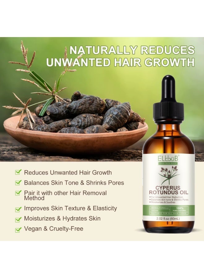 ELBBUB 60ml Cyperus Rotundus Oil Pure Natural Cyperus Oil for Reducing Body Hair Growth Soothes and Nourishes Skin Safe for All Skin Ideal for Full Body Use Natural Hair Removal Gently and Effectively Inhibits Hair Growth Natural Nut Grass Oil - Image 5