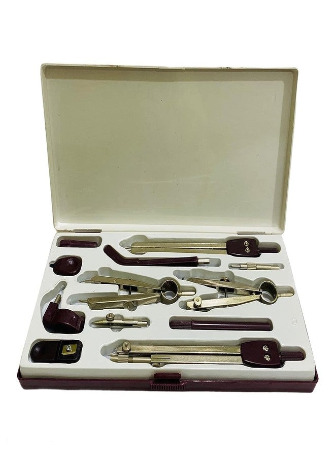 Engineering Drawing Geometry Instrument Box - 12 Parts, Brown, Standard - Image 1