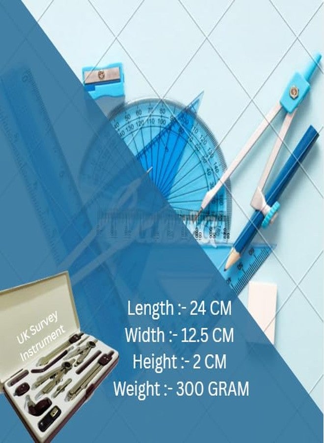 Engineering Drawing Geometry Instrument Box - 12 Parts, Brown, Standard - Image 3